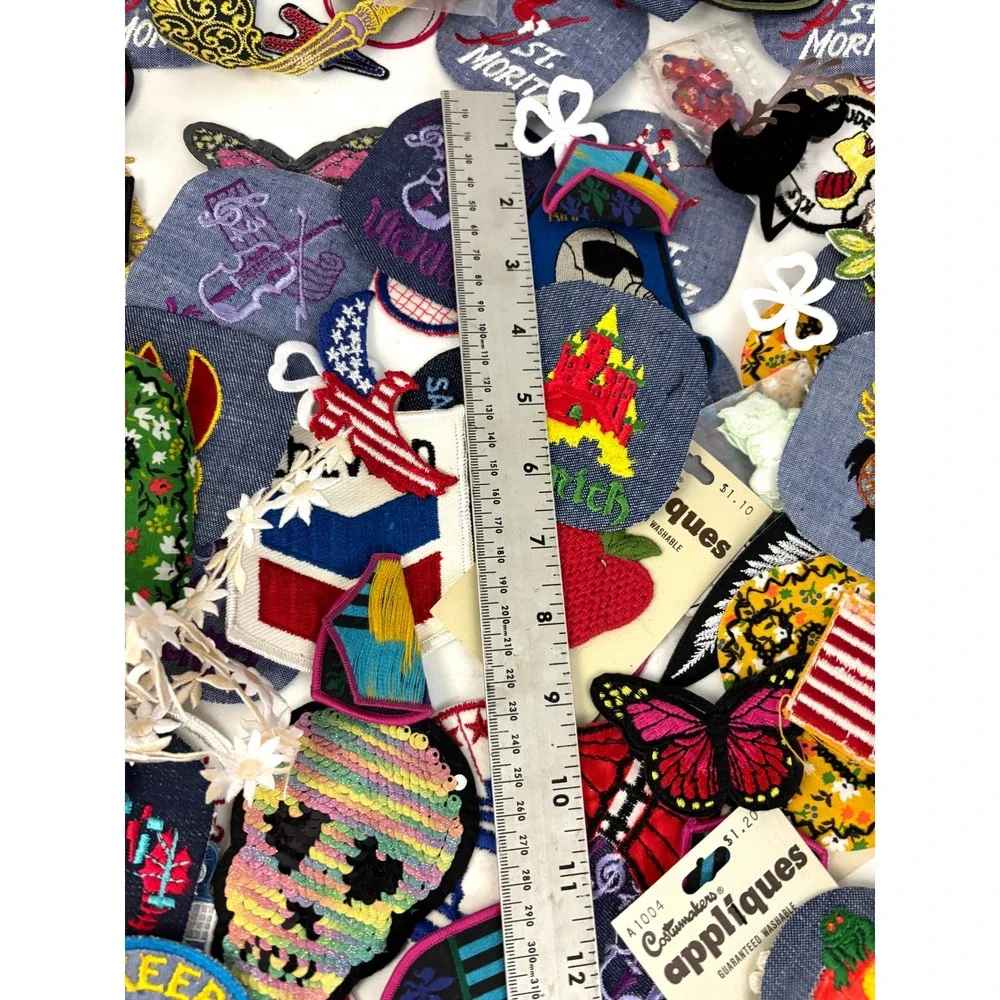150 Assorted Applique Patches Iron-On or Sew-On Mixed Sequin Craft Lot New‎